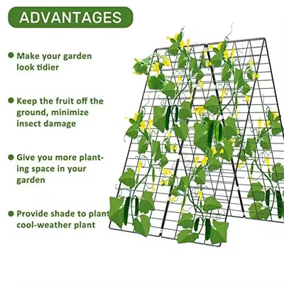 34" X 48" Foldable Cucumber Trellis With Garden Stakes And Zip Ties Plant Support