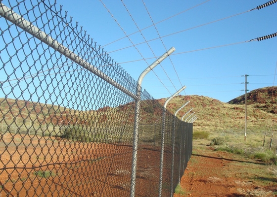 Barbed Wire Mesh 6ft Height Steel Chain Link Fencing With Hot Dip Galvanized