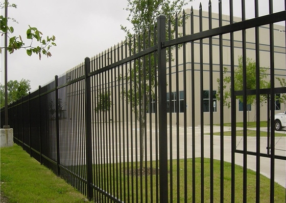 ISO9001 Black 2.2m Tall Steel Tubular Fencing Anti Climb For Community