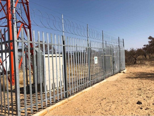 2.4m Width Steel Security Fence Panels , 1.5m High Galvanised Palisade Fencing